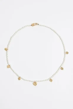 Mujer BIMBA Y LOLA Collares<Collar Corazones Dorados Y Perlas