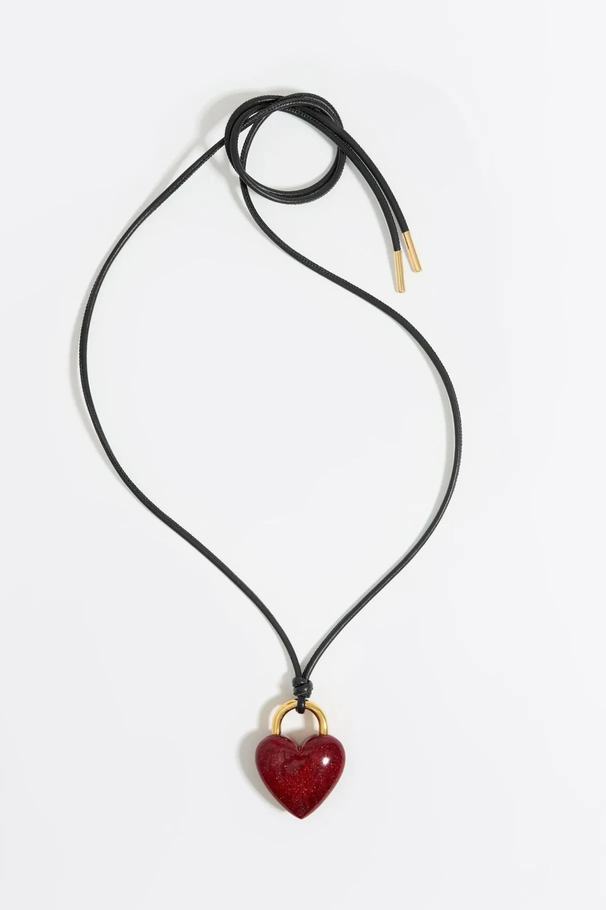 Mujer BIMBA Y LOLA Collares<Collar Cordon Piel Corazon Glitter Rojo