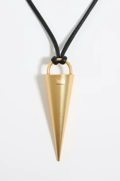 Mujer BIMBA Y LOLA Collares<Collar Cordon Piel Y Pincho Dorado Mate