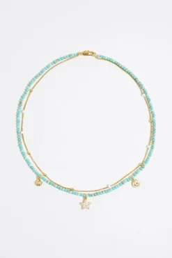 Mujer BIMBA Y LOLA Collares<Collar Doble Estrella De Mar Y Cadena Turquesa