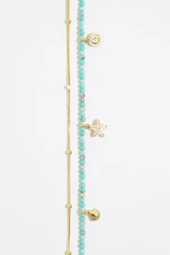 Mujer BIMBA Y LOLA Collares<Collar Doble Estrella De Mar Y Cadena Turquesa