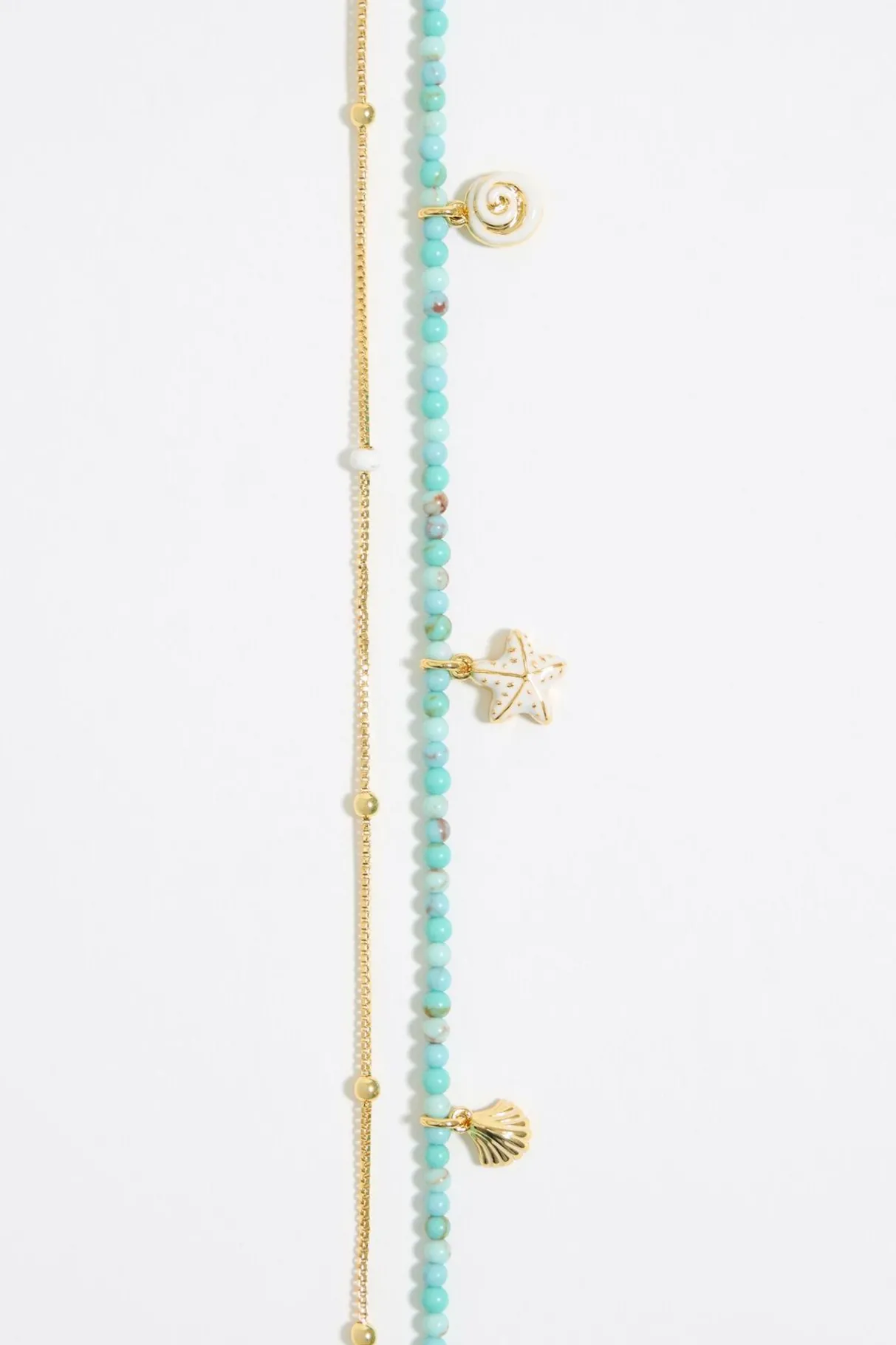 Mujer BIMBA Y LOLA Collares<Collar Doble Estrella De Mar Y Cadena Turquesa