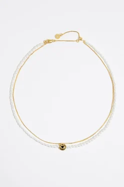 Mujer BIMBA Y LOLA Collares<Collar Doble Logo Candy Perlas Negro