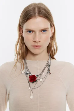 Mujer BIMBA Y LOLA Collares<Collar Multicadenas Cristales Y Rosa