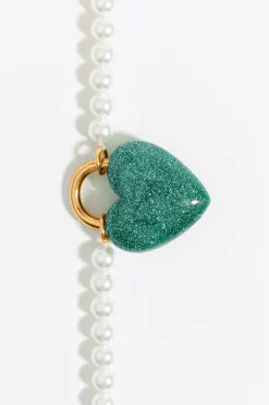Mujer BIMBA Y LOLA Collares<Collar Perlas Y Corazon Glitter Turquesa