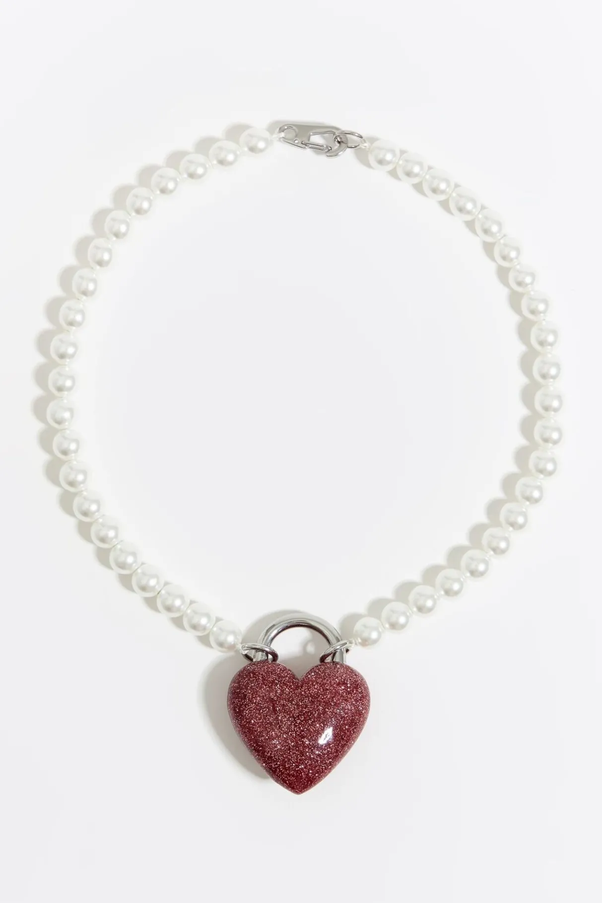 Mujer BIMBA Y LOLA Collares<Collar Perlas Y Corazon Glitter Rosa