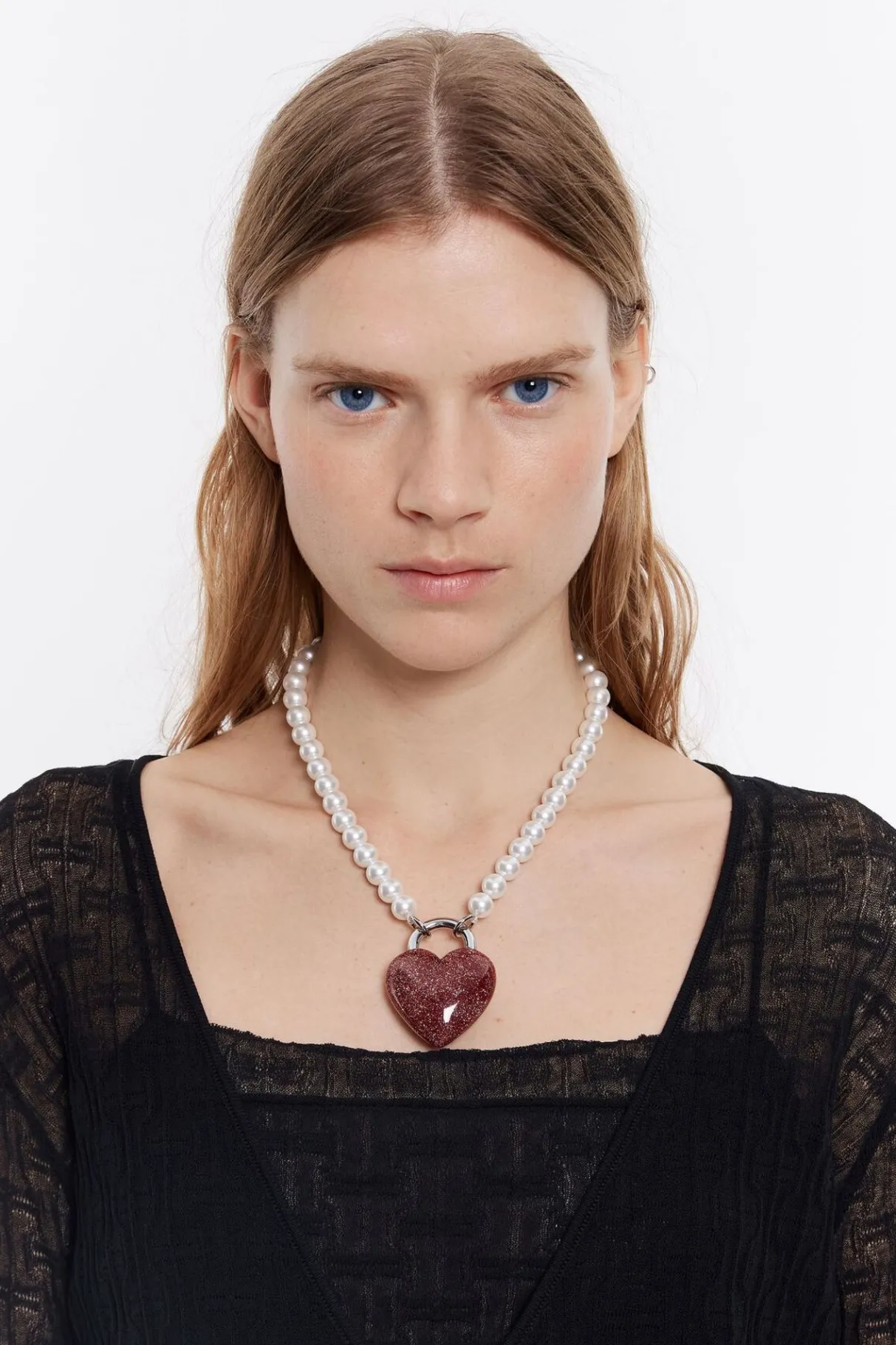 Mujer BIMBA Y LOLA Collares<Collar Perlas Y Corazon Glitter Rosa