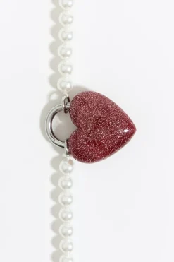 Mujer BIMBA Y LOLA Collares<Collar Perlas Y Corazon Glitter Rosa