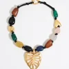 Mujer BIMBA Y LOLA Collares<Collar Piedras Hoja Dorado Mate