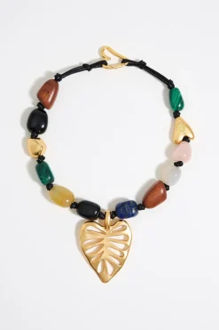 Mujer BIMBA Y LOLA Collares<Collar Piedras Hoja Dorado Mate