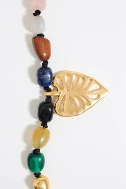 Mujer BIMBA Y LOLA Collares<Collar Piedras Hoja Dorado Mate