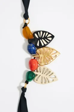 Mujer BIMBA Y LOLA Collares<Collar Piedras Hojas Dorado Mate