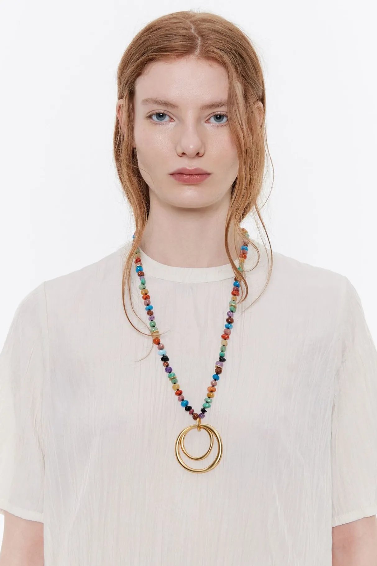 Mujer BIMBA Y LOLA Collares<Collar Piedras Multicolores Arandelas Dorado Mate