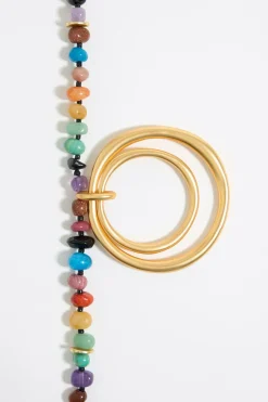 Mujer BIMBA Y LOLA Collares<Collar Piedras Multicolores Arandelas Dorado Mate