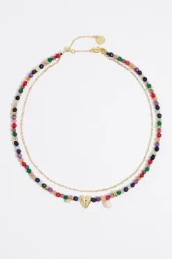 Mujer BIMBA Y LOLA Collares<Collar Piedras Y Corazon Dorado