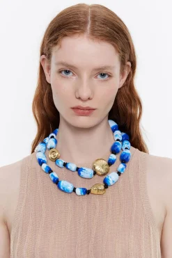 Mujer BIMBA Y LOLA Bisuteria<Collar Resinas Azules Estrella De Mar Dorado Mate