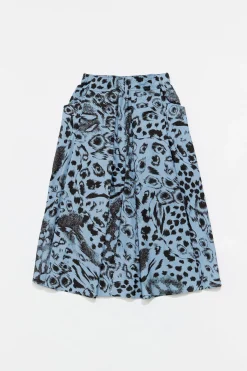 Mujer BIMBA Y LOLA Faldas<Falda Algodon Midi Animal Mix Azul