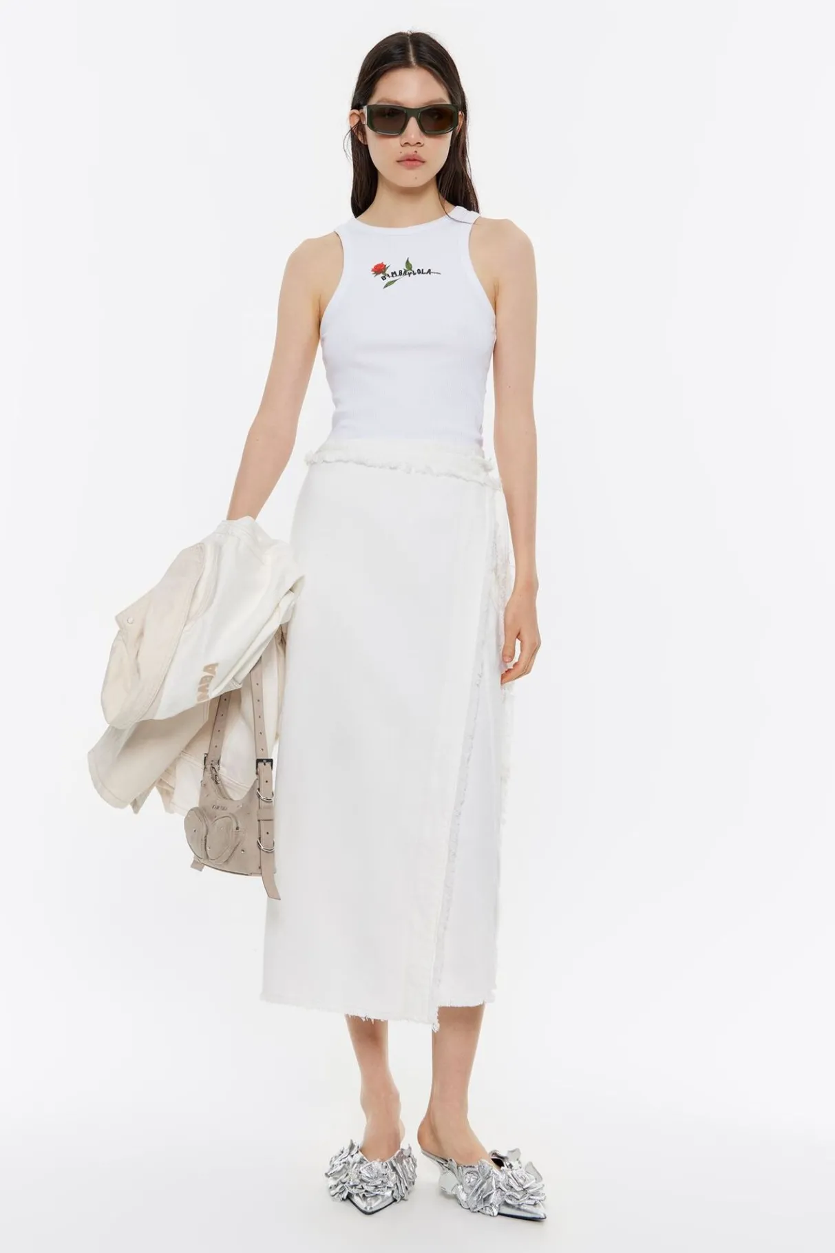 Mujer BIMBA Y LOLA Faldas<Falda Denim Desflecada Cruda