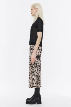 Mujer BIMBA Y LOLA Total Look<Falda Fluida Midi Animal Mix Camel