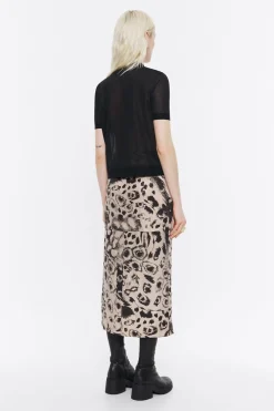 Mujer BIMBA Y LOLA Total Look<Falda Fluida Midi Animal Mix Camel