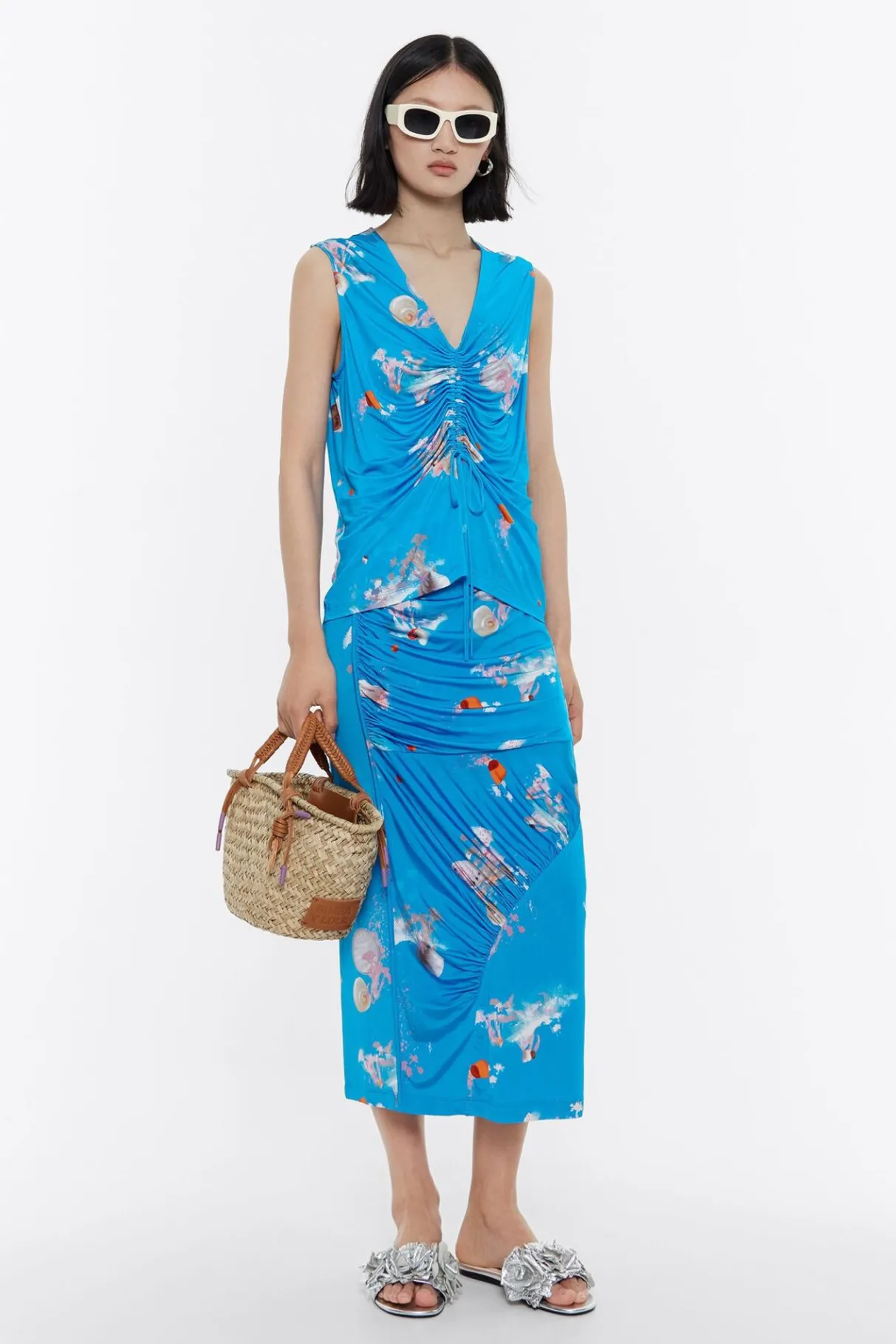 Mujer BIMBA Y LOLA Faldas<Falda Frunces Waves Azul