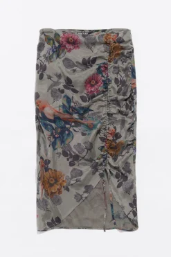 Mujer BIMBA Y LOLA Total Look<Falda Fruncida Canary Caqui