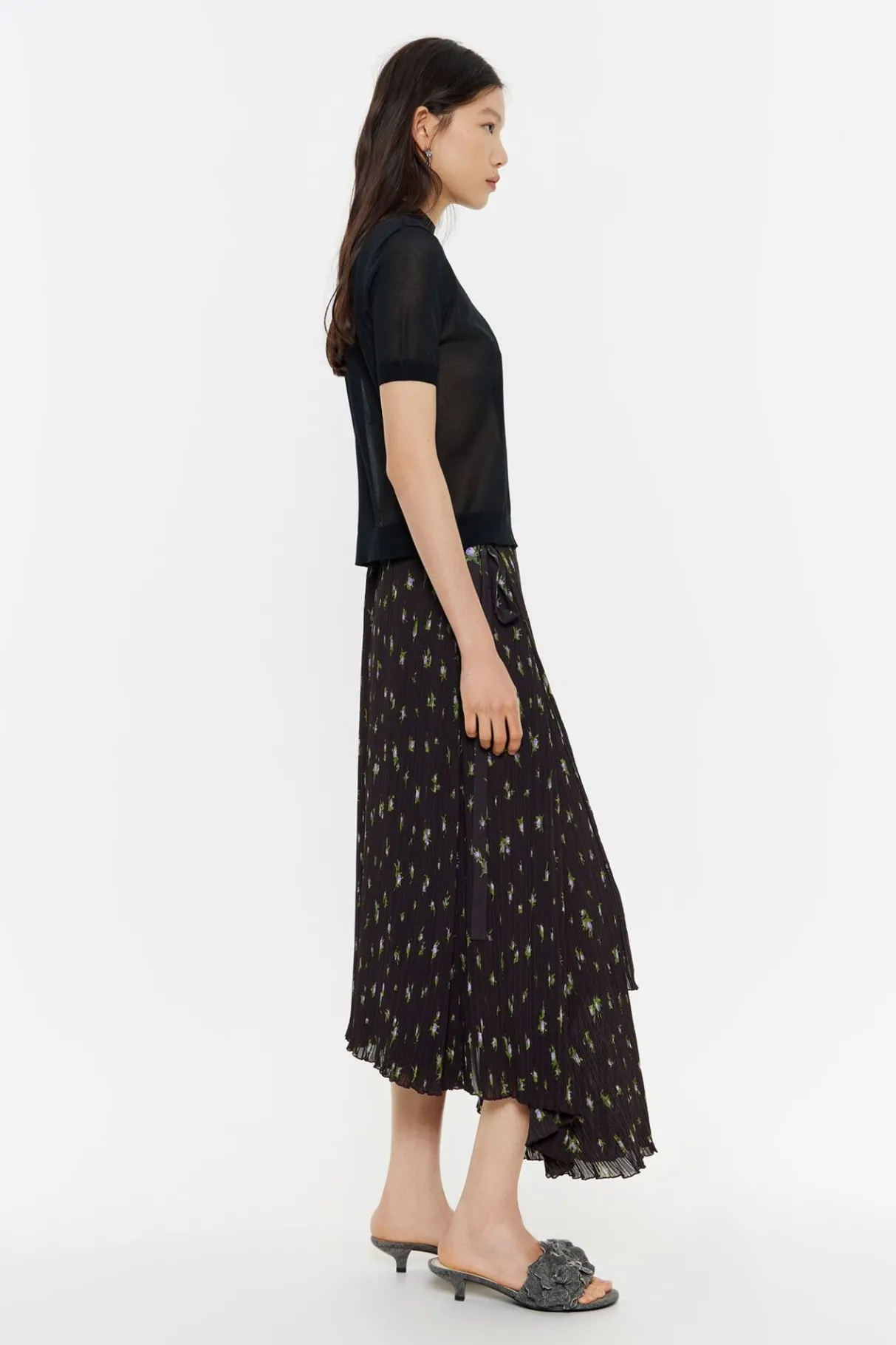 Mujer BIMBA Y LOLA Total Look<Falda Midi Flowers Negra