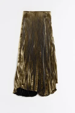 Mujer BIMBA Y LOLA Faldas<Falda Midi Plisada Dorada