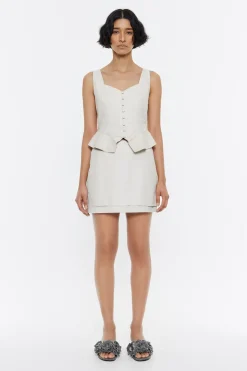 Mujer BIMBA Y LOLA Piel<Falda Mini Piel Gris Hielo