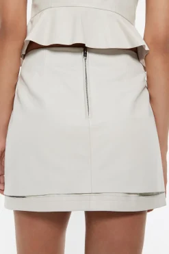 Mujer BIMBA Y LOLA Total Look<Falda Mini Piel Gris Hielo