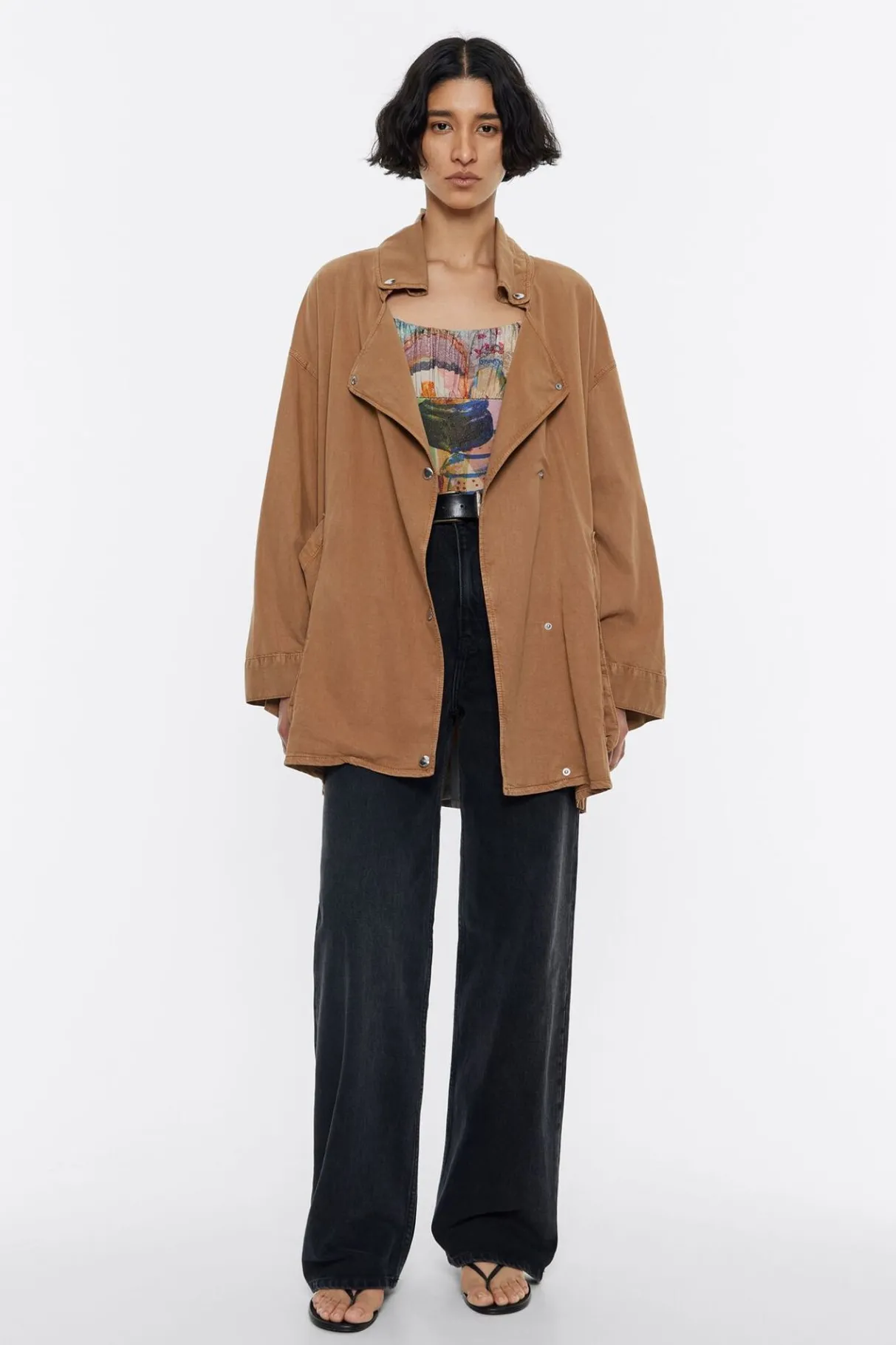 Mujer BIMBA Y LOLA Gabardinas Y Chaquetas<Gabardina Corta Fluida Camel