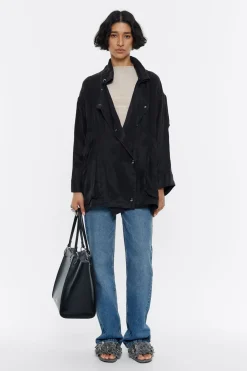 Mujer BIMBA Y LOLA Gabardinas Y Chaquetas<Gabardina Corta Fluida Negra