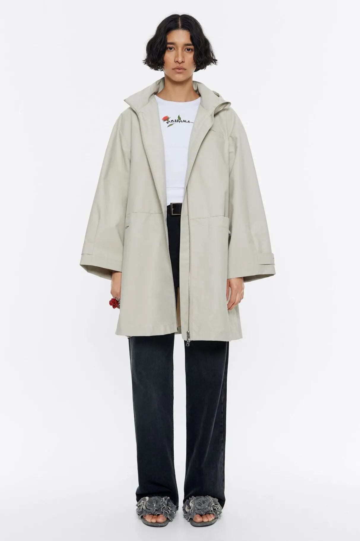 Mujer BIMBA Y LOLA Gabardinas Y Chaquetas<Gabardina Linea A Midi Piedra