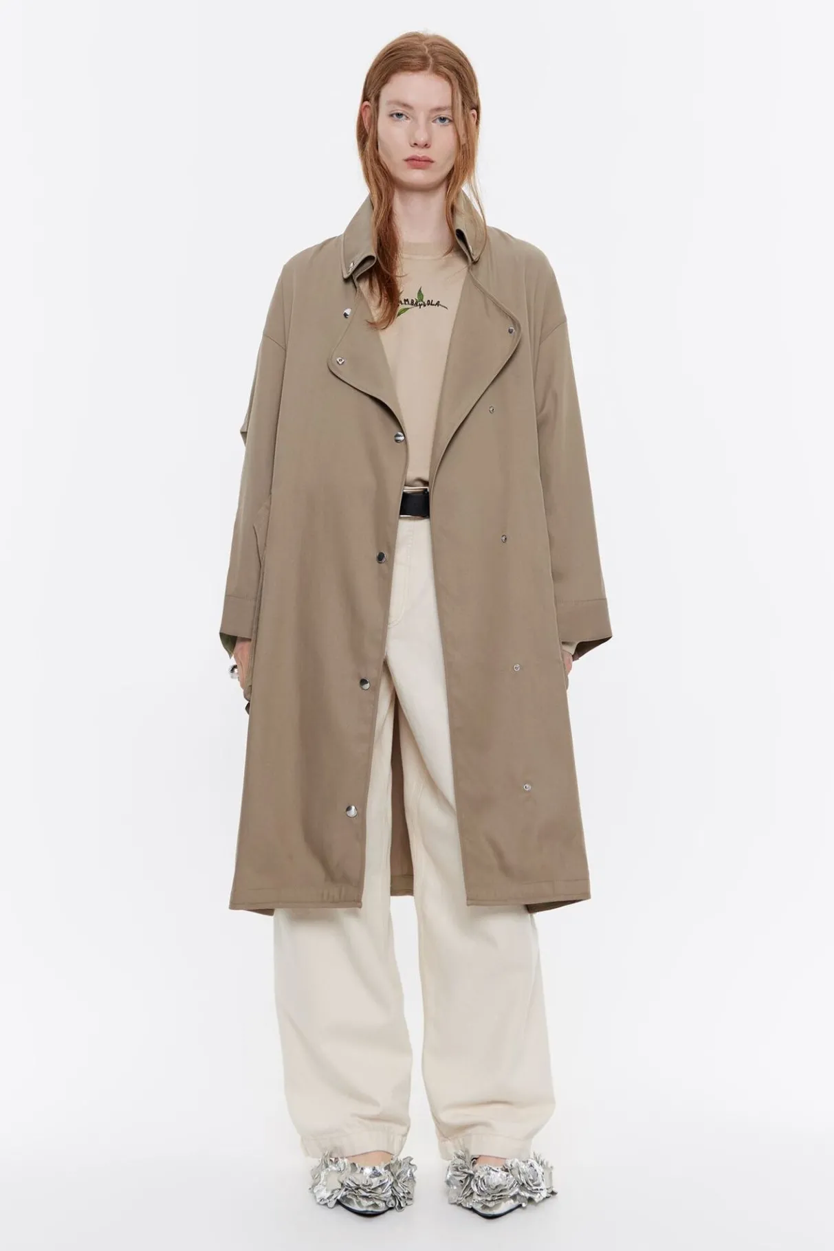 Mujer BIMBA Y LOLA Gabardinas Y Chaquetas<Gabardina Midi Fluida Caqui