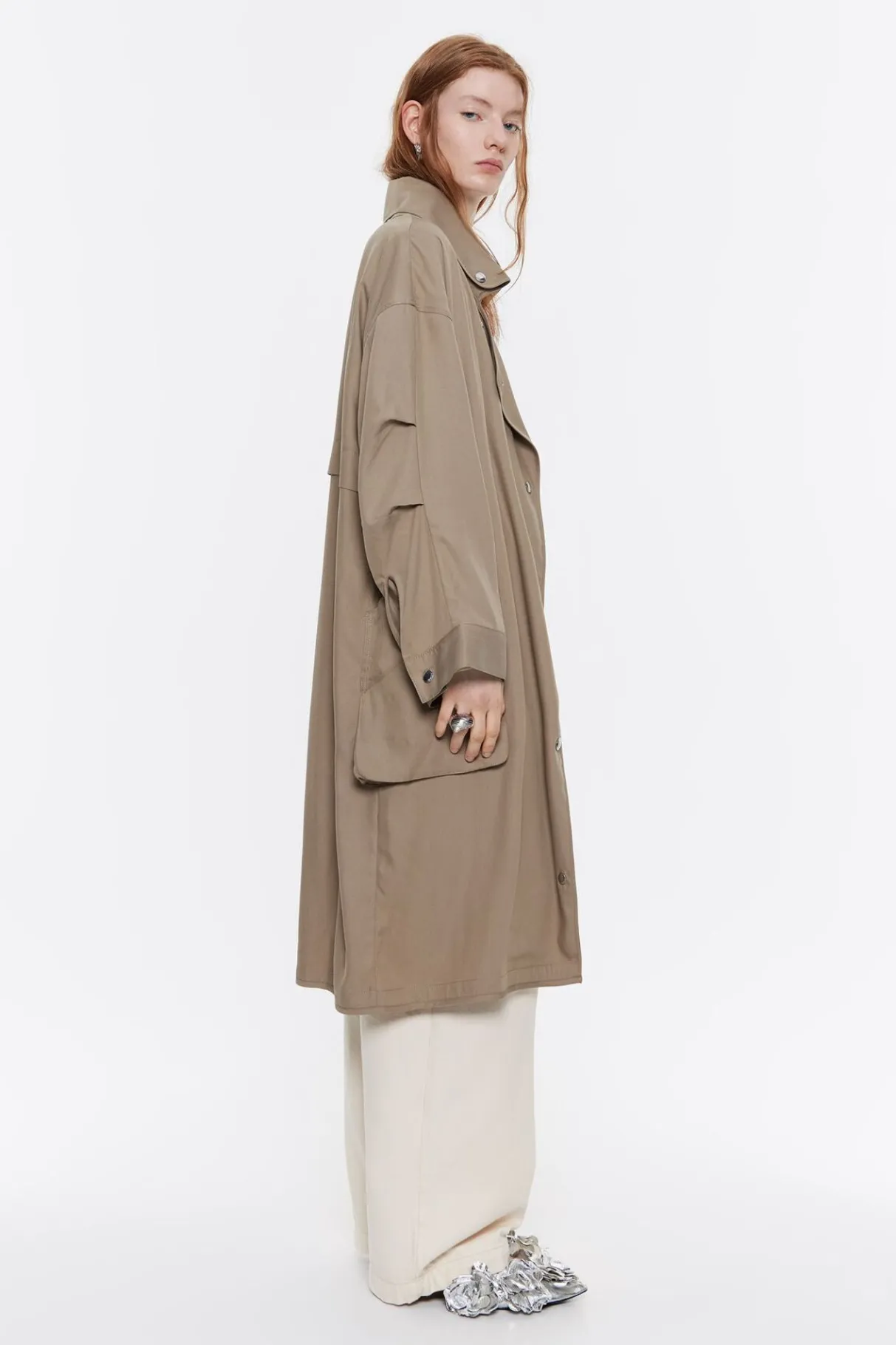 Mujer BIMBA Y LOLA Gabardinas Y Chaquetas<Gabardina Midi Fluida Caqui