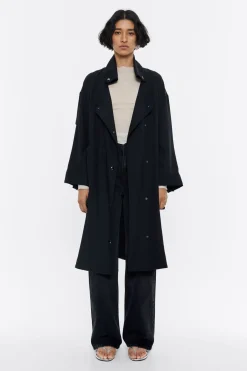 Mujer BIMBA Y LOLA Gabardinas Y Chaquetas<Gabardina Midi Fluida Negra