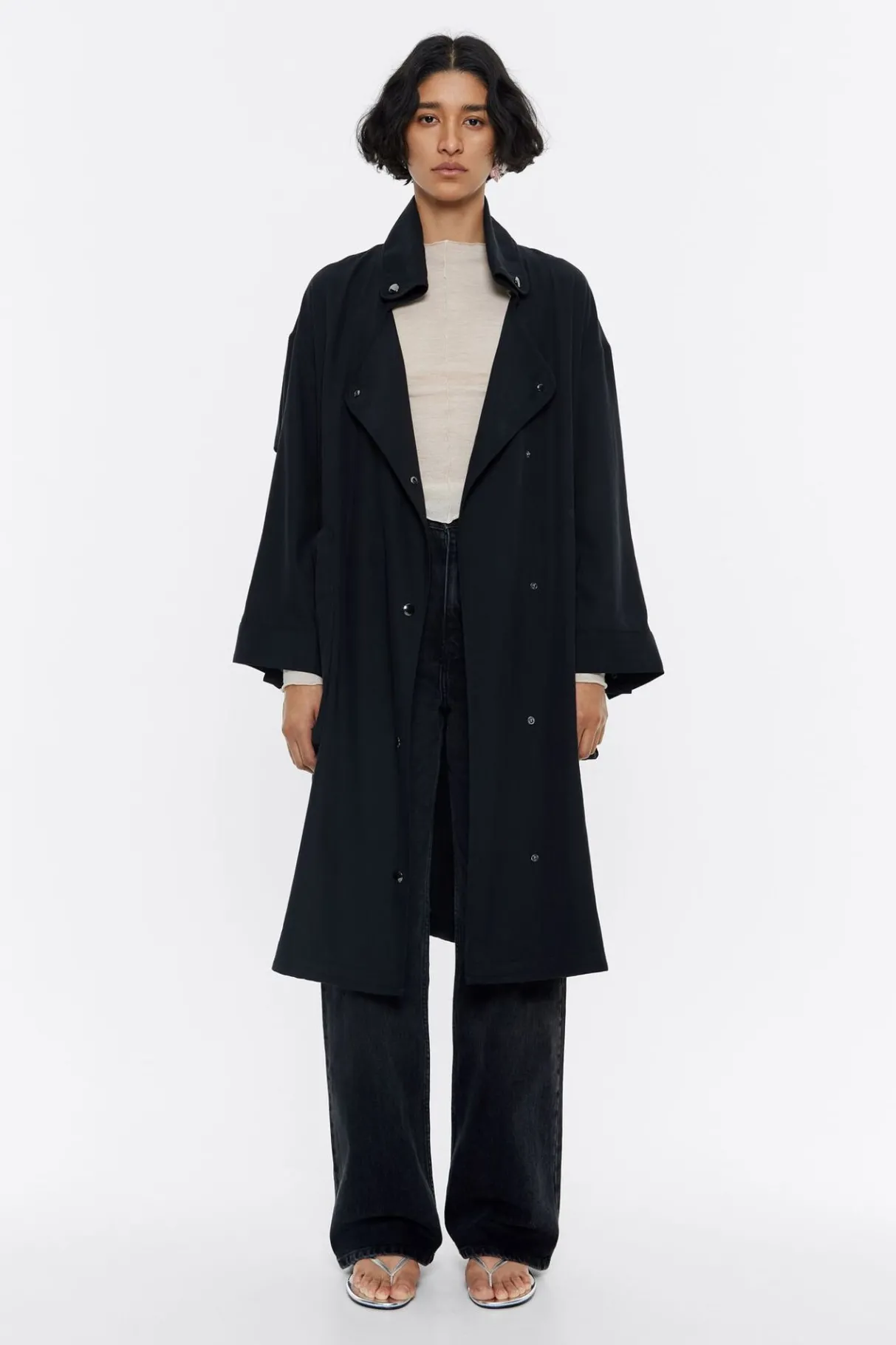 Mujer BIMBA Y LOLA Gabardinas Y Chaquetas<Gabardina Midi Fluida Negra