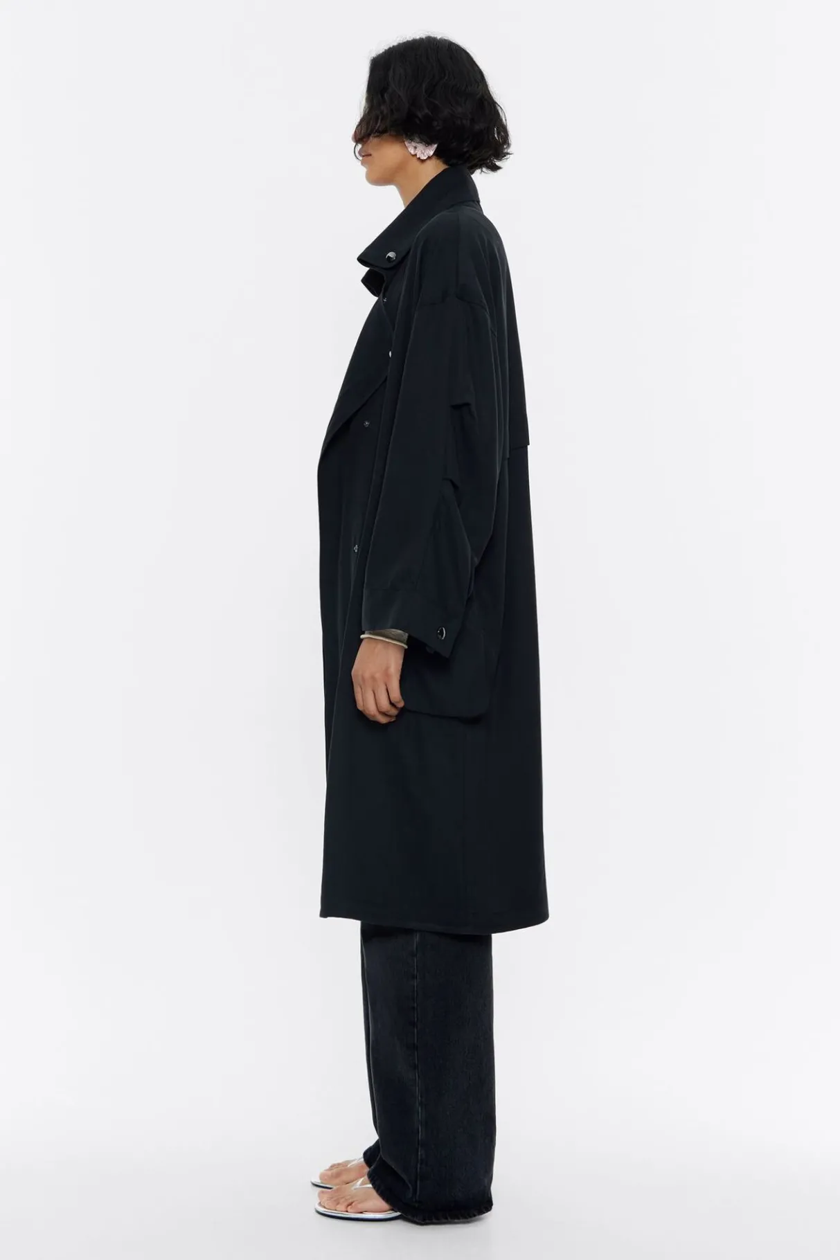 Mujer BIMBA Y LOLA Gabardinas Y Chaquetas<Gabardina Midi Fluida Negra