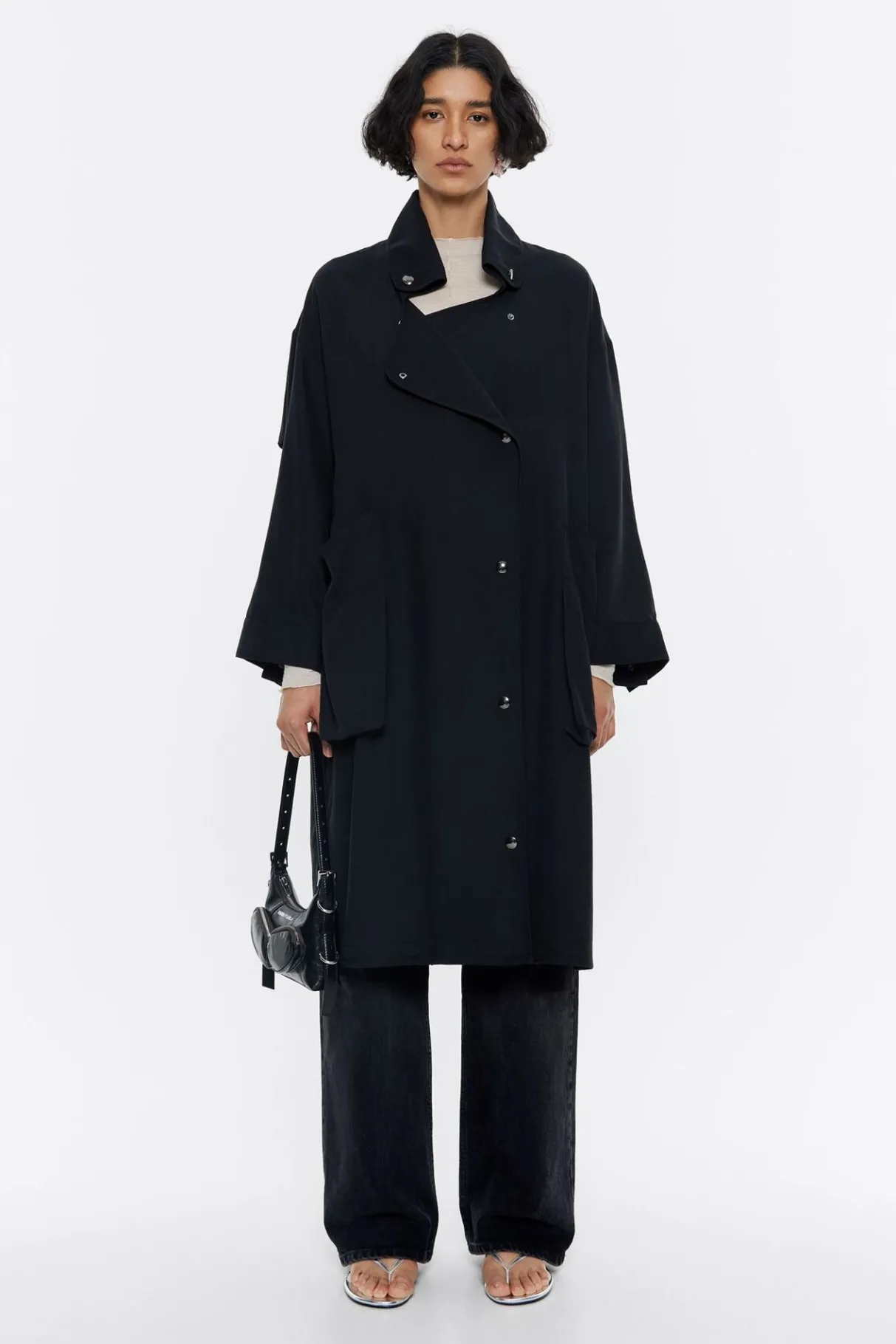 Mujer BIMBA Y LOLA Gabardinas Y Chaquetas<Gabardina Midi Fluida Negra