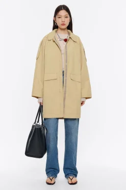 Mujer BIMBA Y LOLA Gabardinas Y Chaquetas<Gabardina Recta Midi Ocre