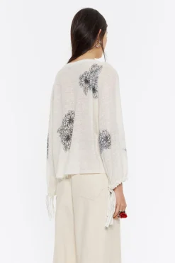 Mujer BIMBA Y LOLA Punto<Jersey Fruncido Lino Canary Pop Blanco