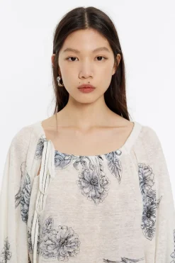 Mujer BIMBA Y LOLA Punto<Jersey Fruncido Lino Canary Pop Blanco