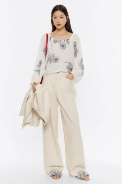 Mujer BIMBA Y LOLA Punto<Jersey Fruncido Lino Canary Pop Blanco