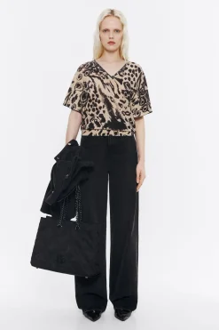 Mujer BIMBA Y LOLA Punto<Jersey Lino Animal Mix Camel