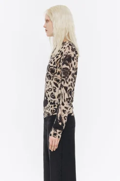 Mujer BIMBA Y LOLA Punto<Jersey Recto Lino Animal Mix Camel