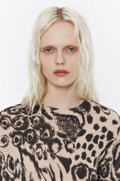 Mujer BIMBA Y LOLA Punto<Jersey Recto Lino Animal Mix Camel