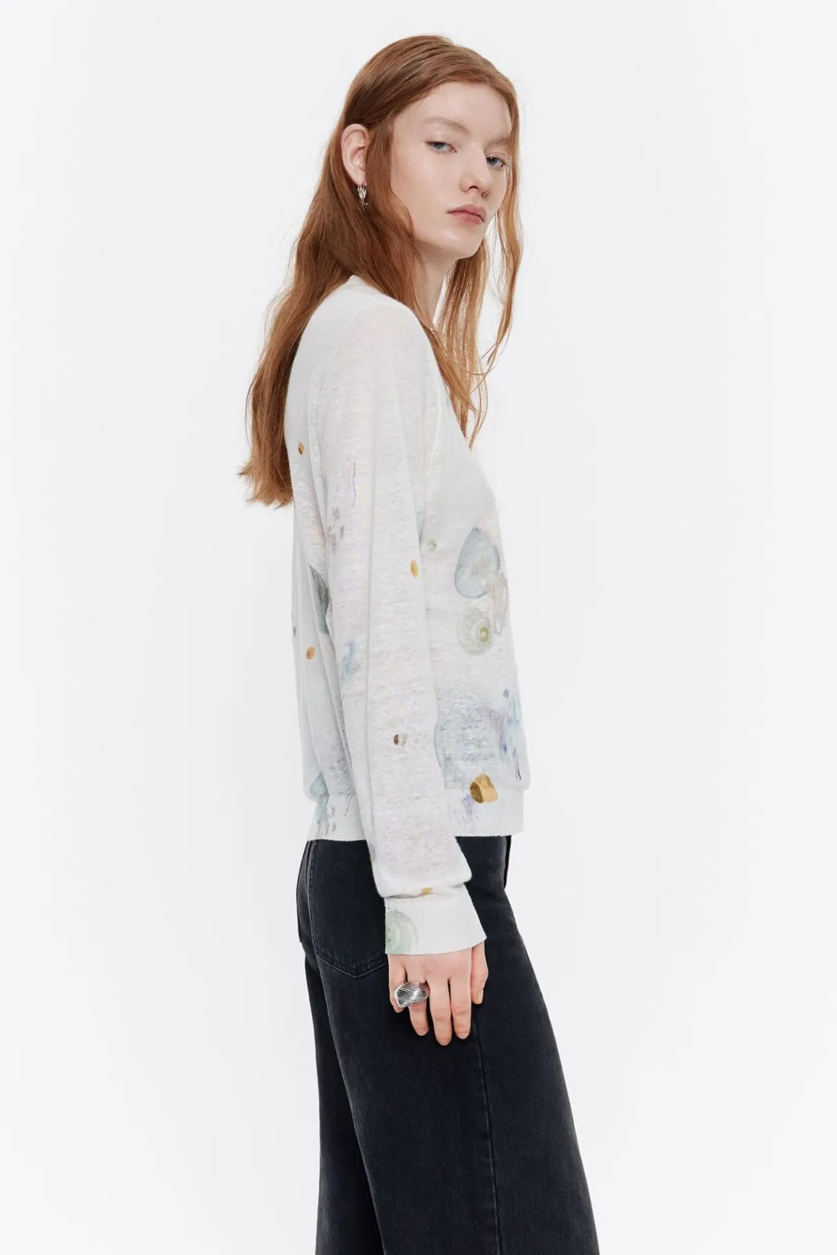 Mujer BIMBA Y LOLA Punto<Jersey Recto Lino Waves Marfil