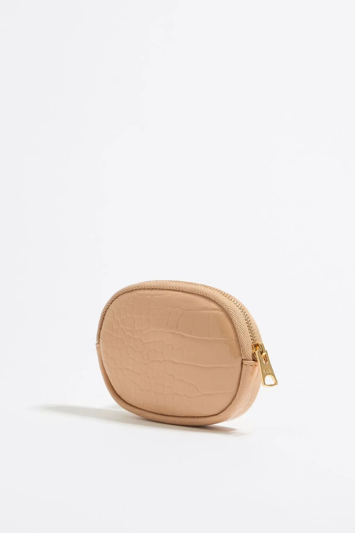 Mujer BIMBA Y LOLA Carteras Y Monederos<Monedero Ovalado Grabado Cocodrilo Arena