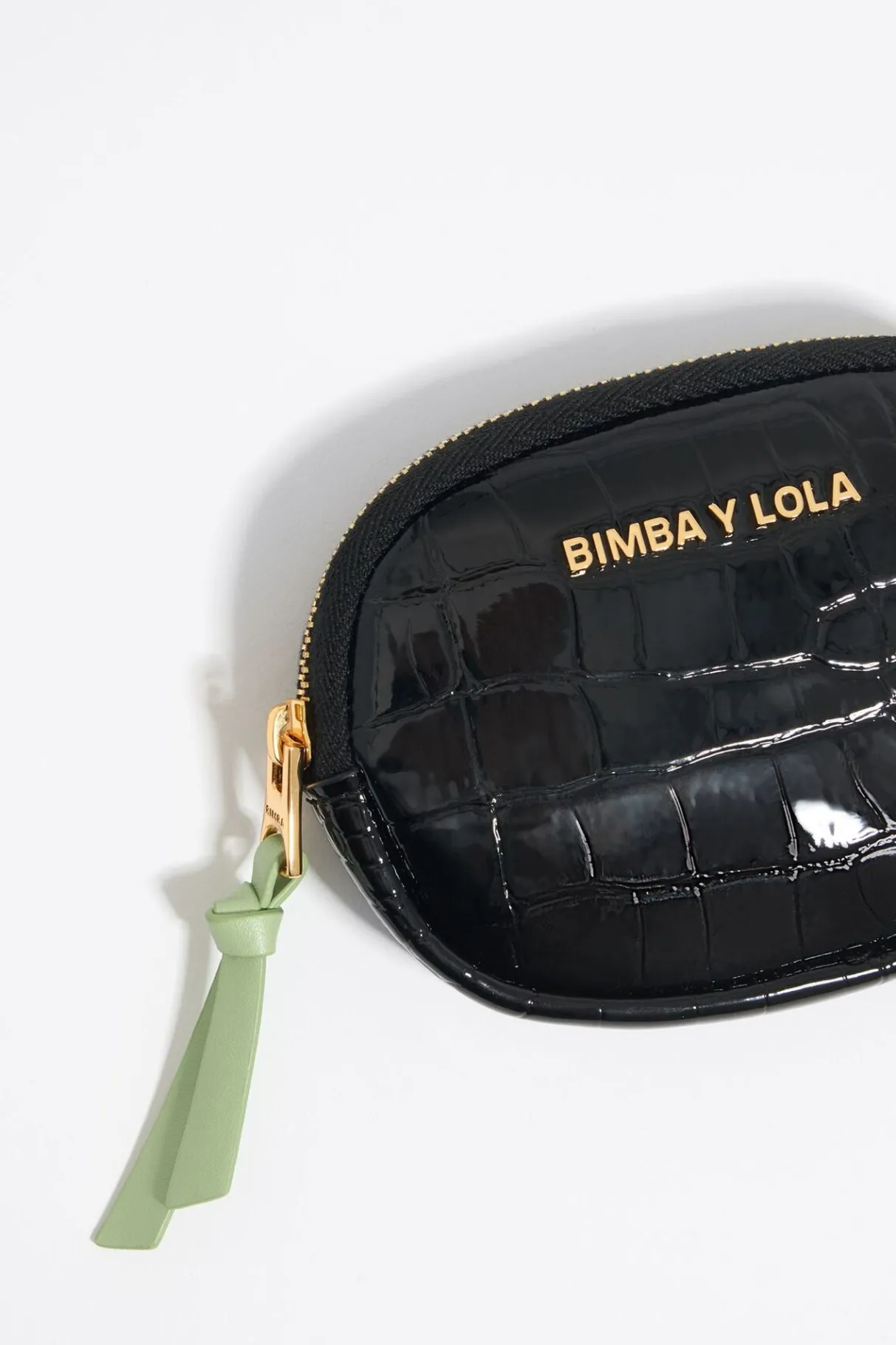 Mujer BIMBA Y LOLA Carteras Y Monederos<Monedero Ovalado Grabado Cocodrilo Negro