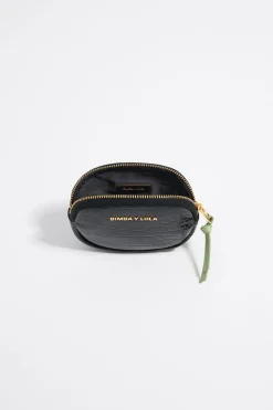 Mujer BIMBA Y LOLA Carteras Y Monederos<Monedero Ovalado Grabado Cocodrilo Negro
